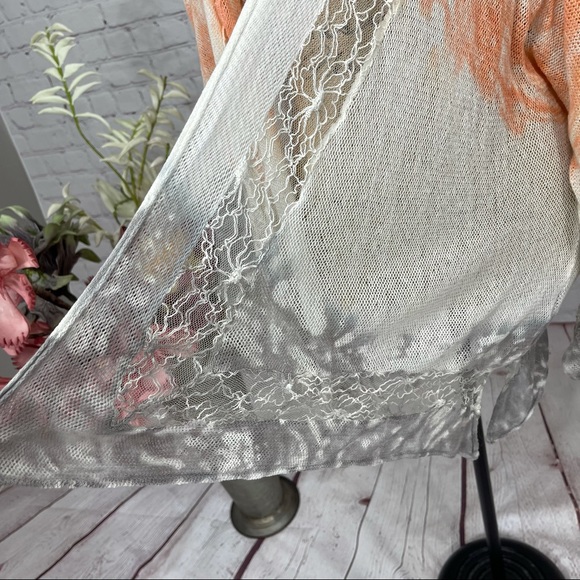 Sundance Dip Dyed Boho Sheer Long Sleeve Mesh Lace Kimono - Picture 7 of 12